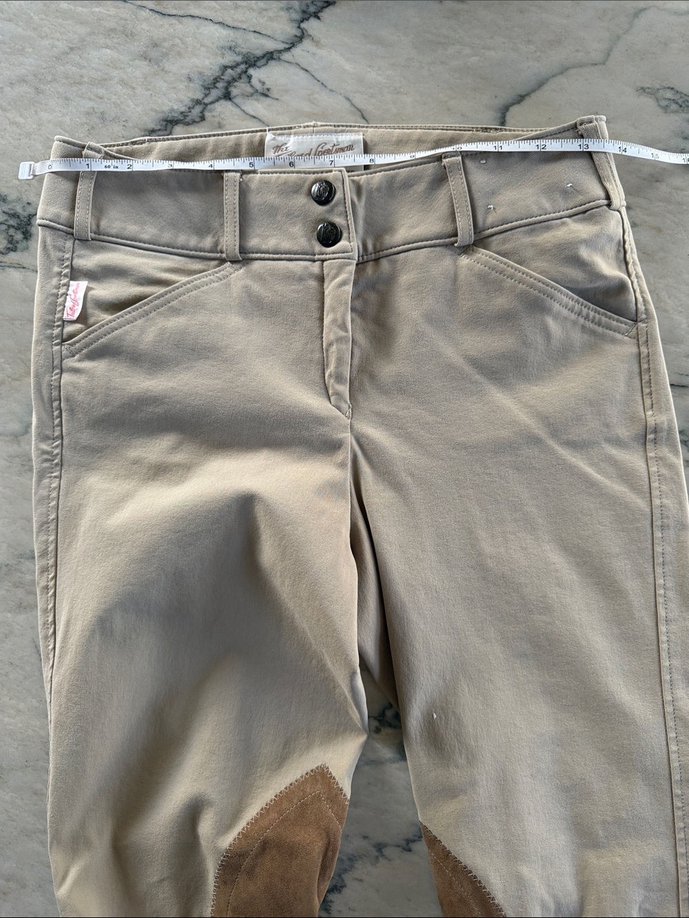 Tailored Sportsman Beige Riding Breeches with Suede Knee Patches - Size 26 - Picture 3 of 10